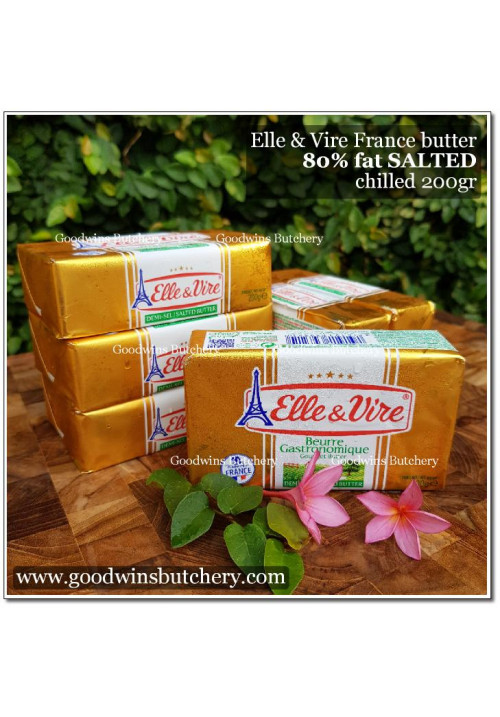 Butter France ELLE & VIRE 80% fat SALTED mentega butter bergaram Elle&Vire chilled 200g